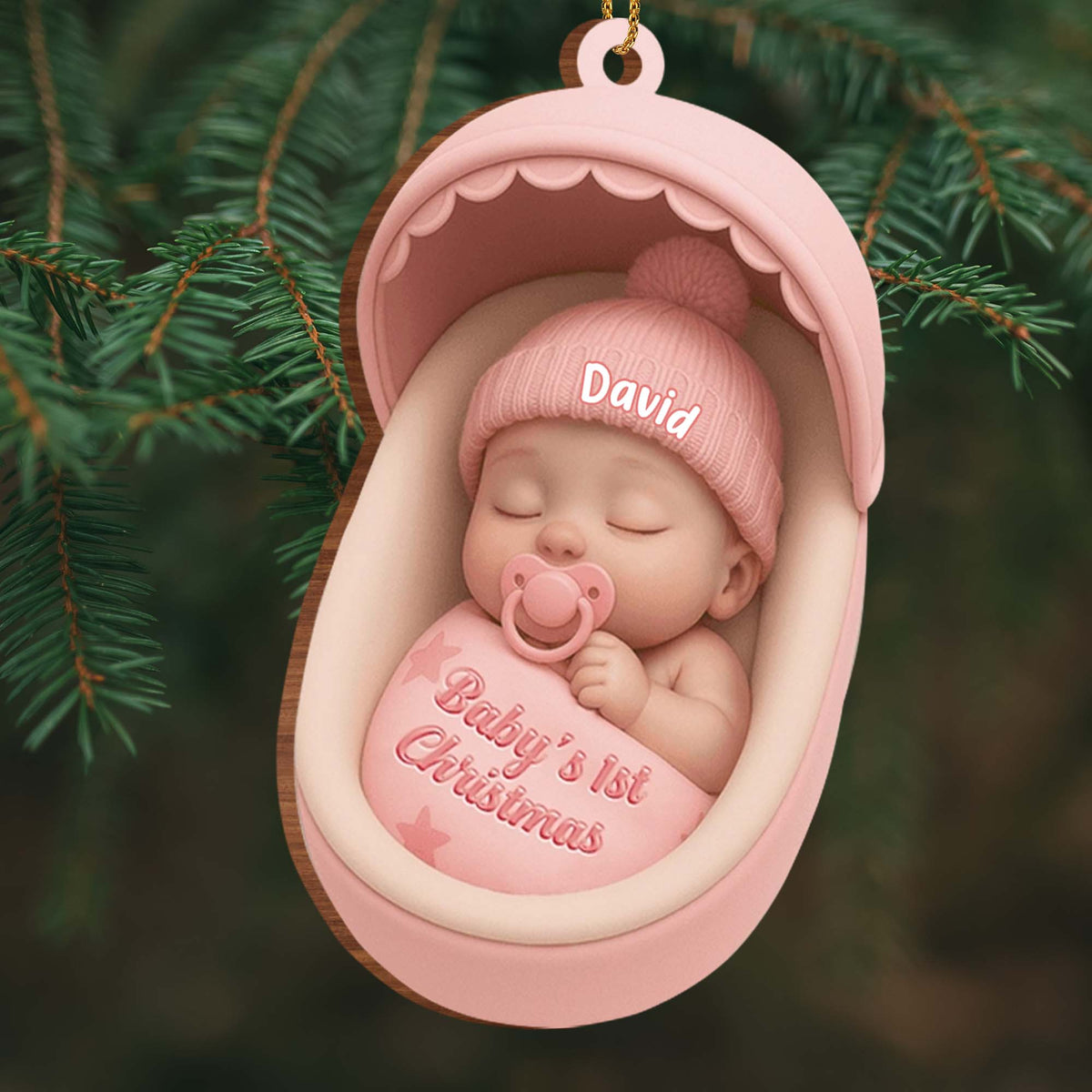 Baby's 1st Christmas, Sweet Baby In A Cradle