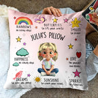 Rainbows, Butterflies, And Sunshine Custom Pillow