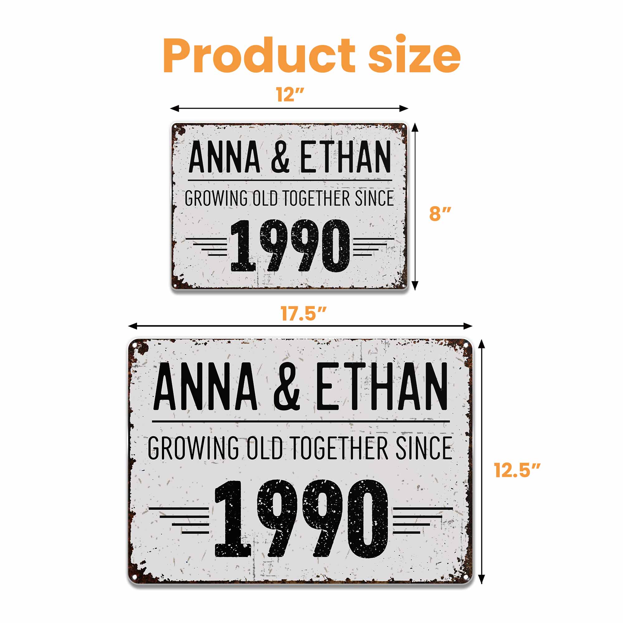 Growing Old Together, A Timeless Journey - Personalized Metal Sign - CPL066_MSIGN