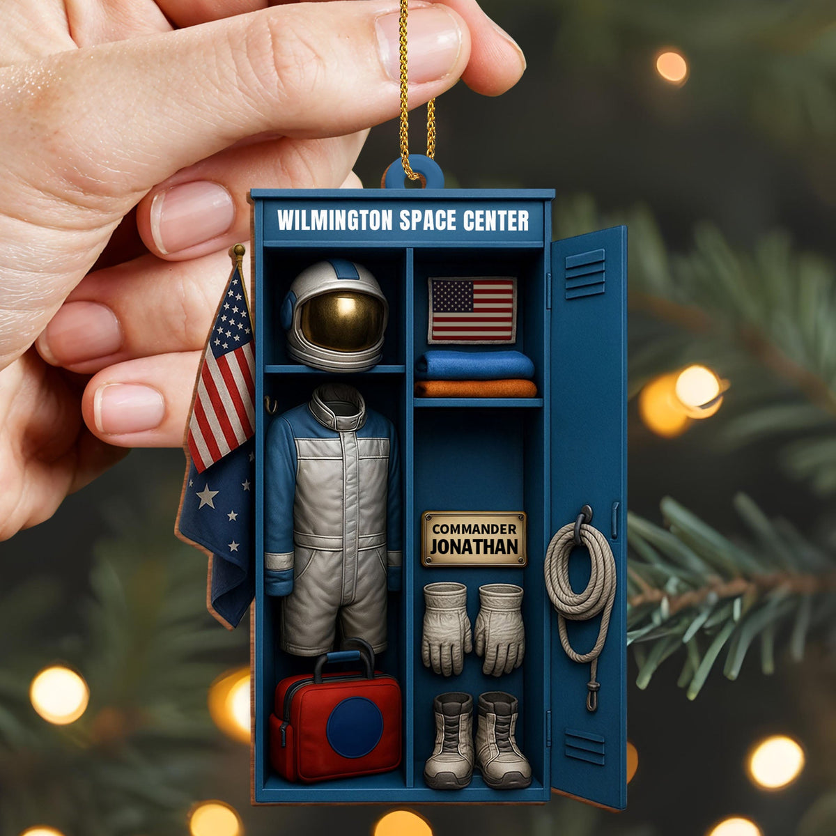 Customize With Your Own Name, Astronaut Suit and Space Helmet - Personalized Custom Wood Ornament, Custom Shaped - JBS023_WDO