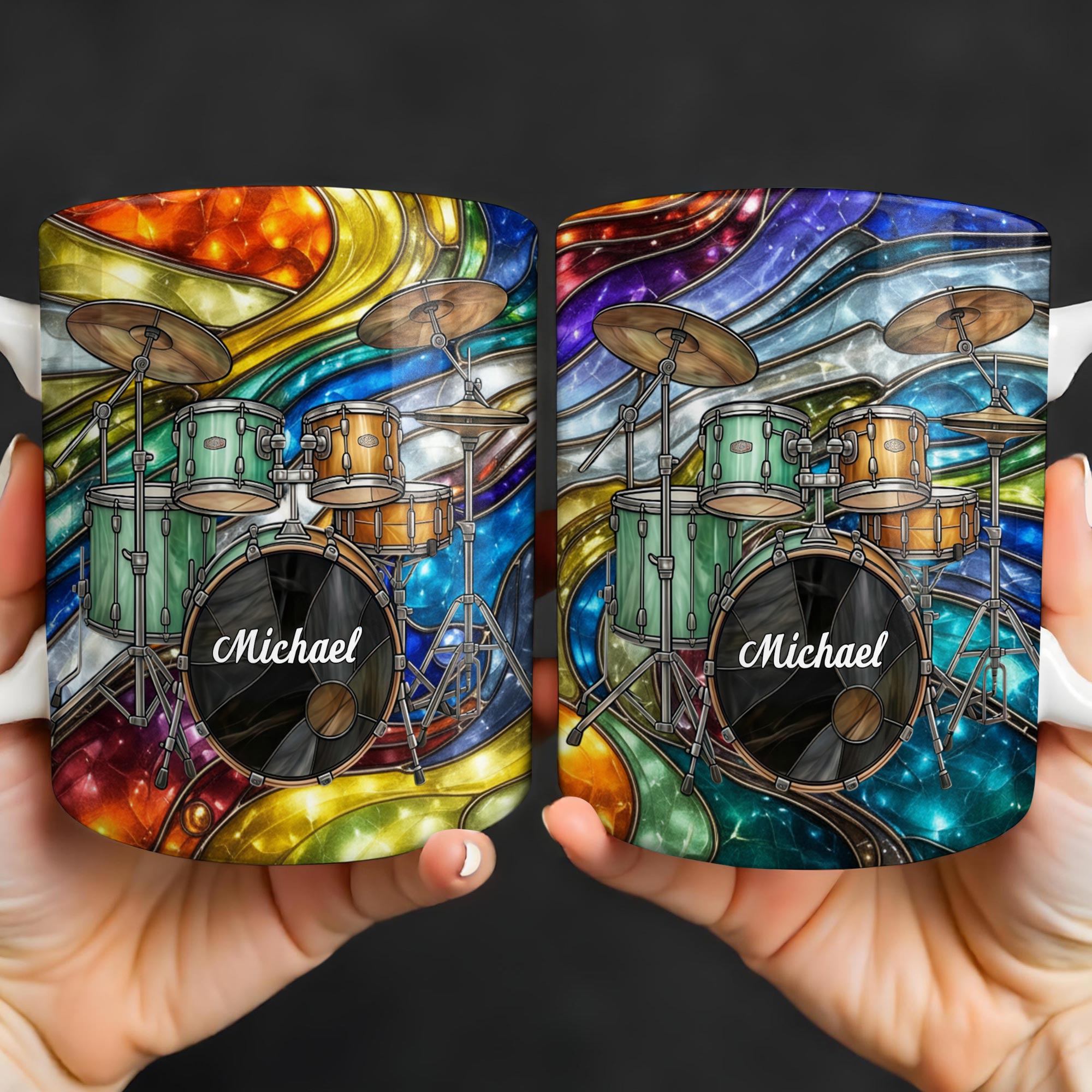 Music Is The Heartbeat Of The Soul Colorful Drum Set - Personalized Custom Coffee Mug - MUSIC060_MG