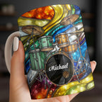 Music Is The Heartbeat Of The Soul Colorful Drum Set - Personalized Custom Coffee Mug - MUSIC060_MG