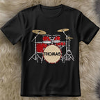 Drummer Personalized Custom Drum Set With 3D Embroidery - Personalized Custom Unisex T-shirt, Hoodie - MUSIC069_BBAS