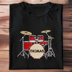 Drummer Personalized Custom Drum Set With 3D Embroidery - Personalized Custom Unisex T-shirt, Hoodie - MUSIC069_BBAS
