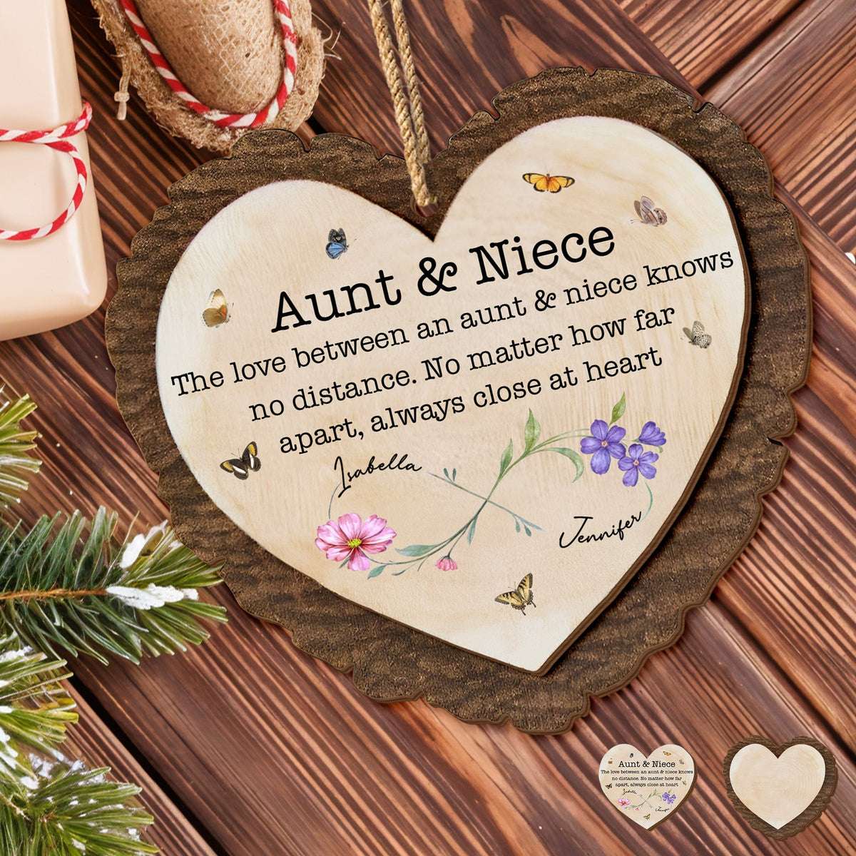 Love Between Aunt & Niece, Heart and Flowers
