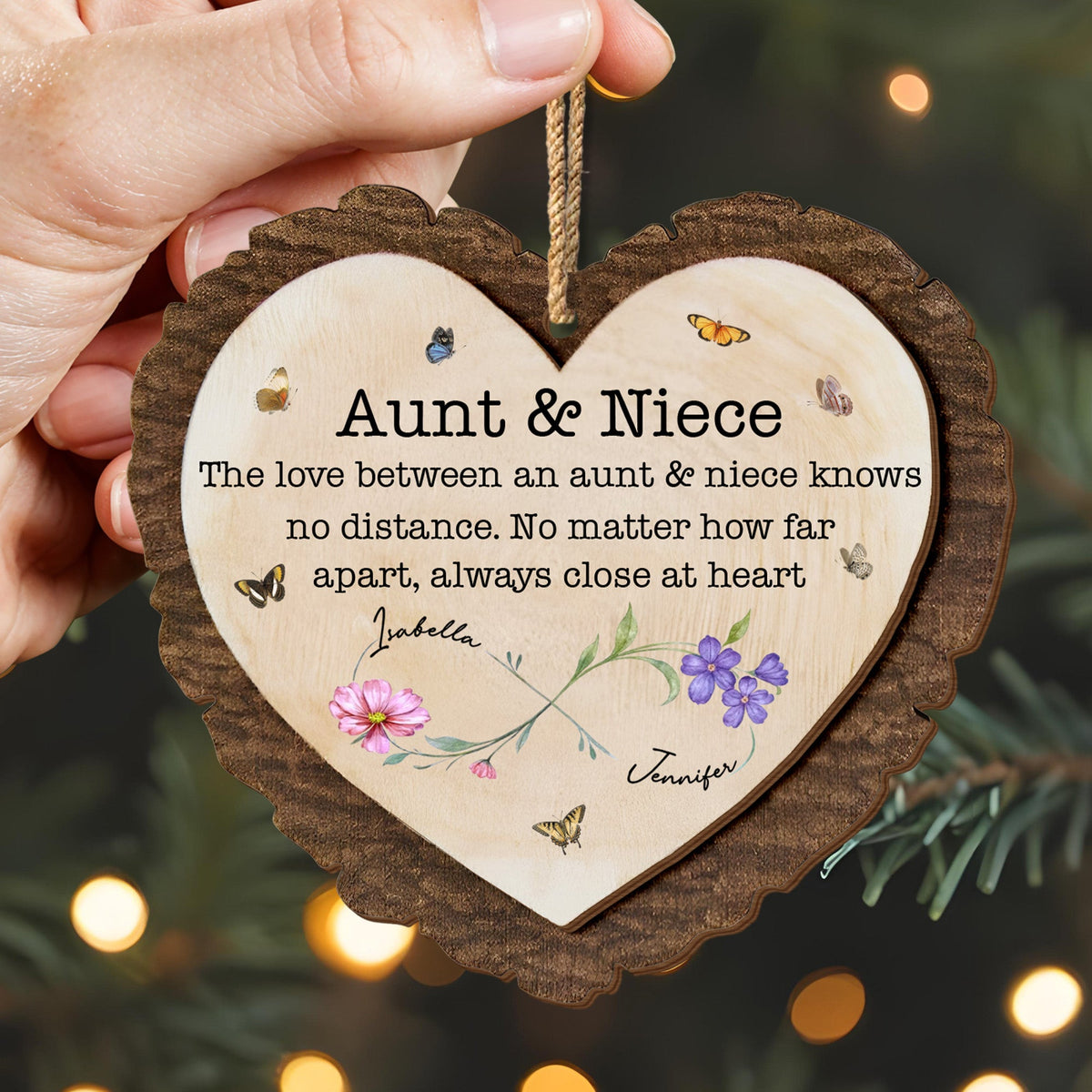 Love Between Aunt & Niece, Heart and Flowers