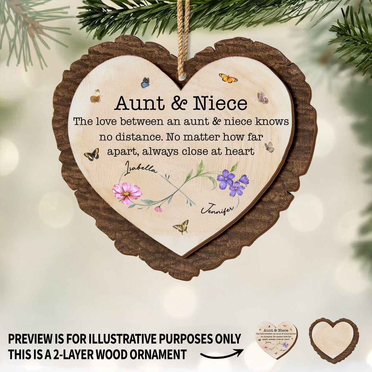 Love Between Aunt & Niece, Heart and Flowers