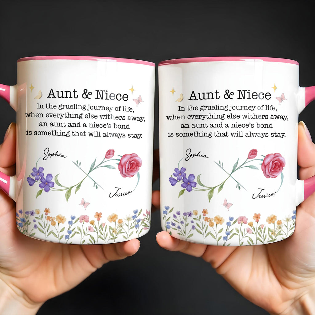 Aunt & Niece Everlasting Bond With Flowers And Butterfly