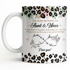 The Bond Between An Aunt & Niece, Leopard Print And Hearts - Personalized Custom Coffee Mug - NCE014_MG