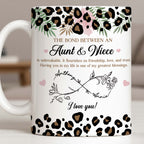 The Bond Between An Aunt & Niece, Leopard Print And Hearts - Personalized Custom Coffee Mug - NCE014_MG