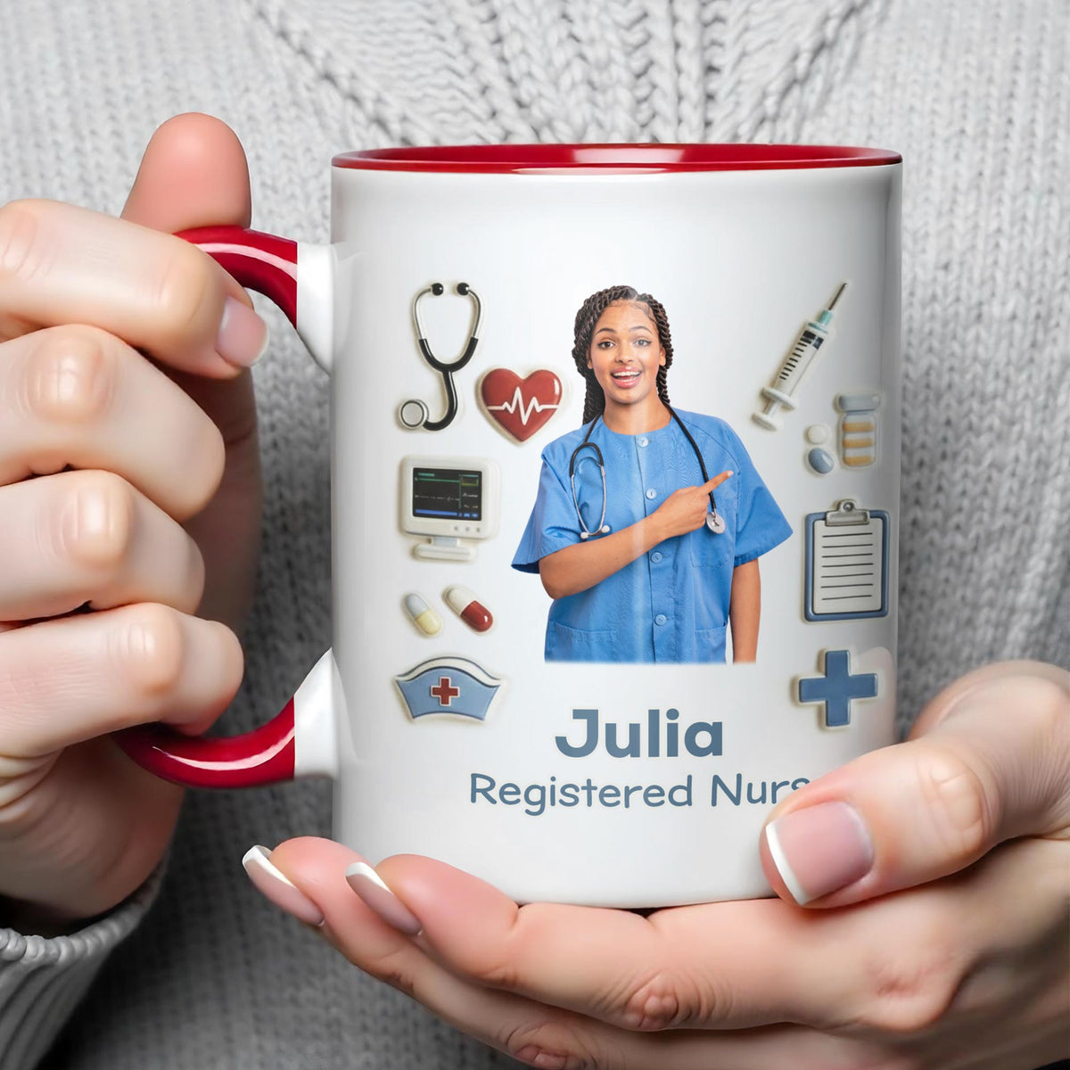 Registered Nurse With Stethoscope And Medical Icons