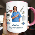 Registered Nurse With Stethoscope And Medical Icons