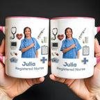 Registered Nurse With Stethoscope And Medical Icons