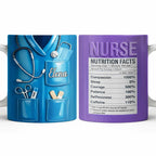 Nurse Nutrition Facts Compassion, Sleep, Courage Mug Design