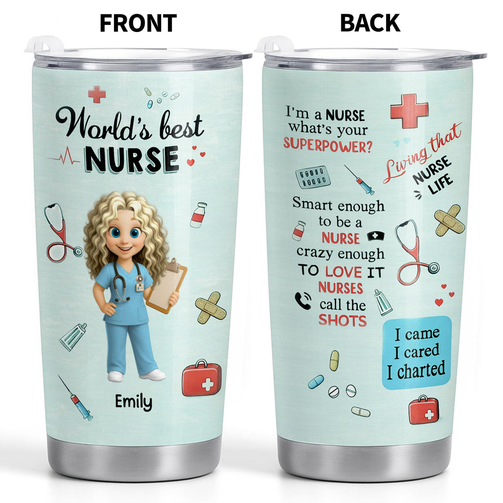 World's Best Nurse, Medical Symbols - Personalized Custom Stainless Steel Tumbler 20oz 30oz - NUR061_TB