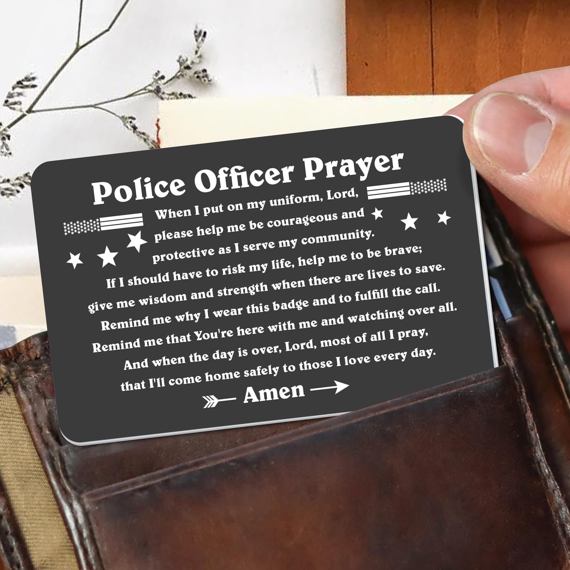 Police Officer Prayer, Uniform, Badge and Stars