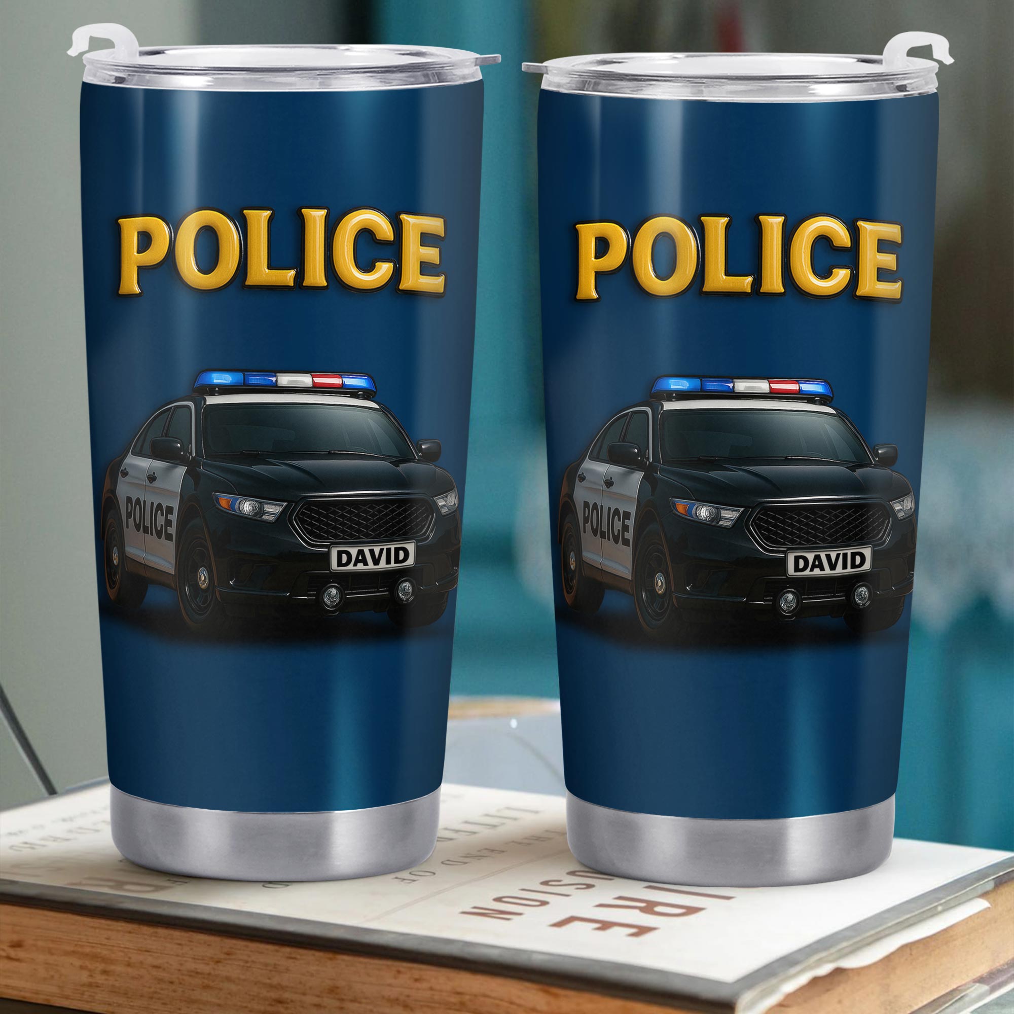 Honor And Serve With Commitment To Quality, Police Car and Badge