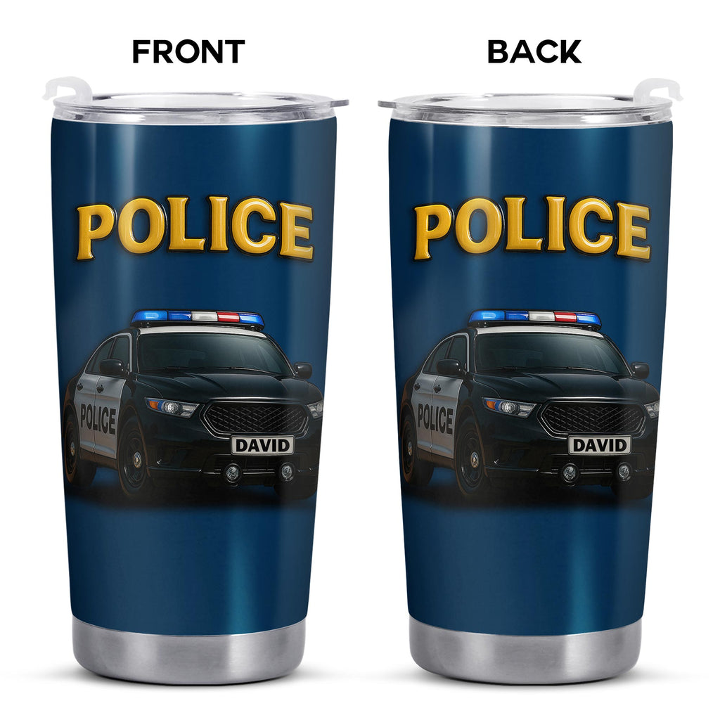 Honor And Serve With Commitment To Quality, Police Car and Badge