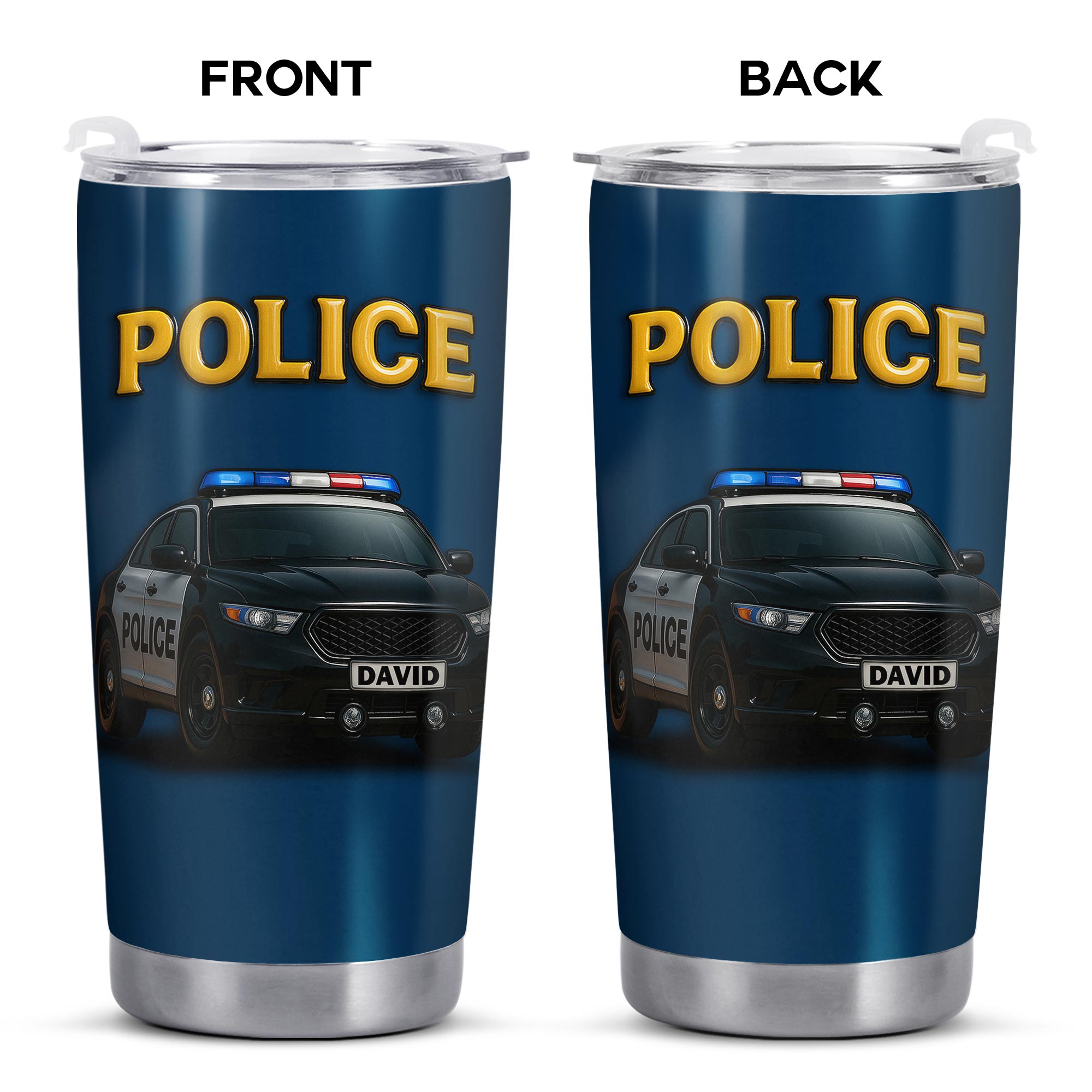 Honor And Serve With Commitment To Quality, Police Car and Badge