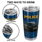 Honor And Serve With Commitment To Quality, Police Car and Badge