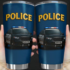 Honor And Serve With Commitment To Quality, Police Car and Badge