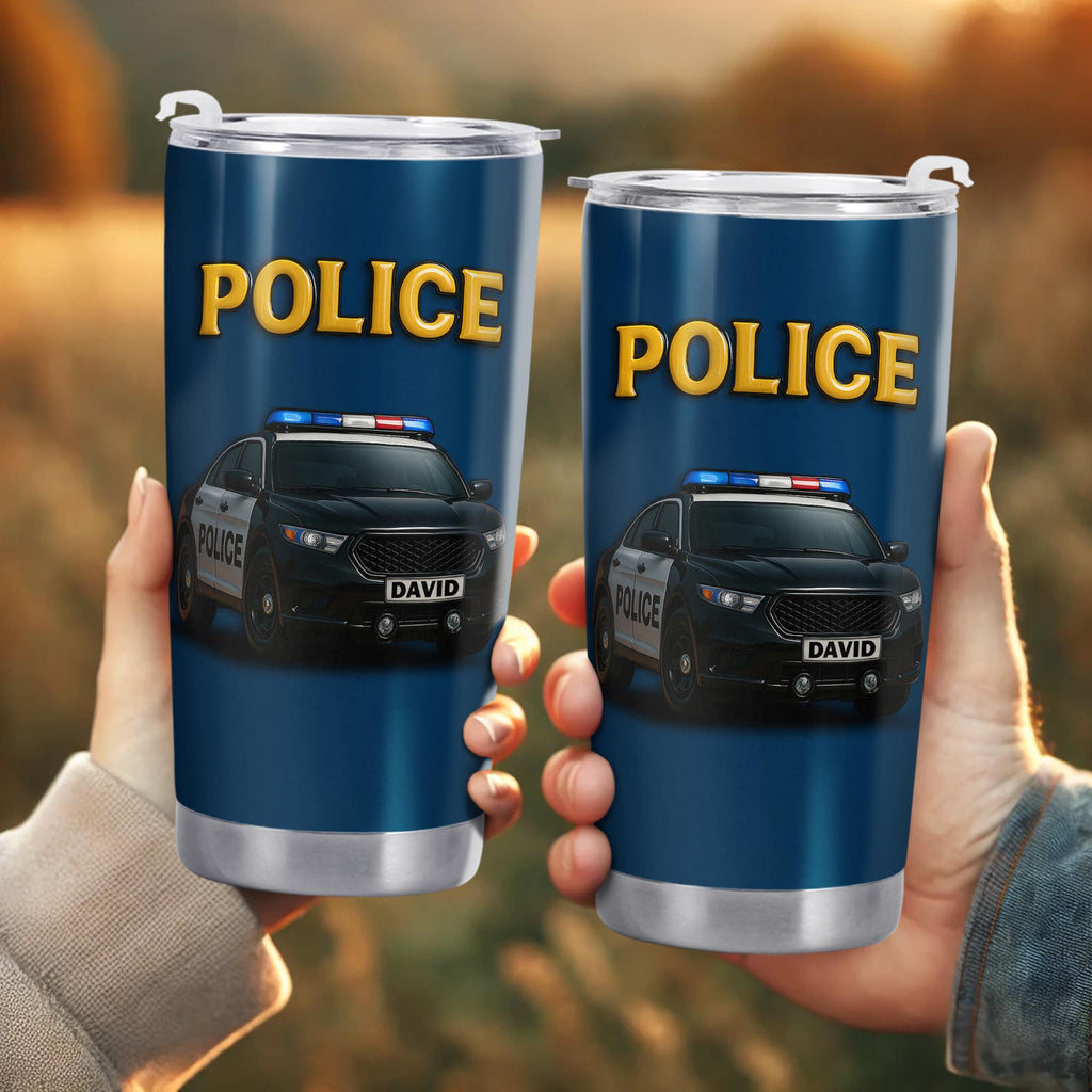 Honor And Serve With Commitment To Quality, Police Car and Badge