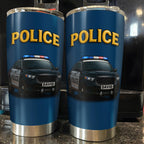 Honor And Serve With Commitment To Quality, Police Car and Badge