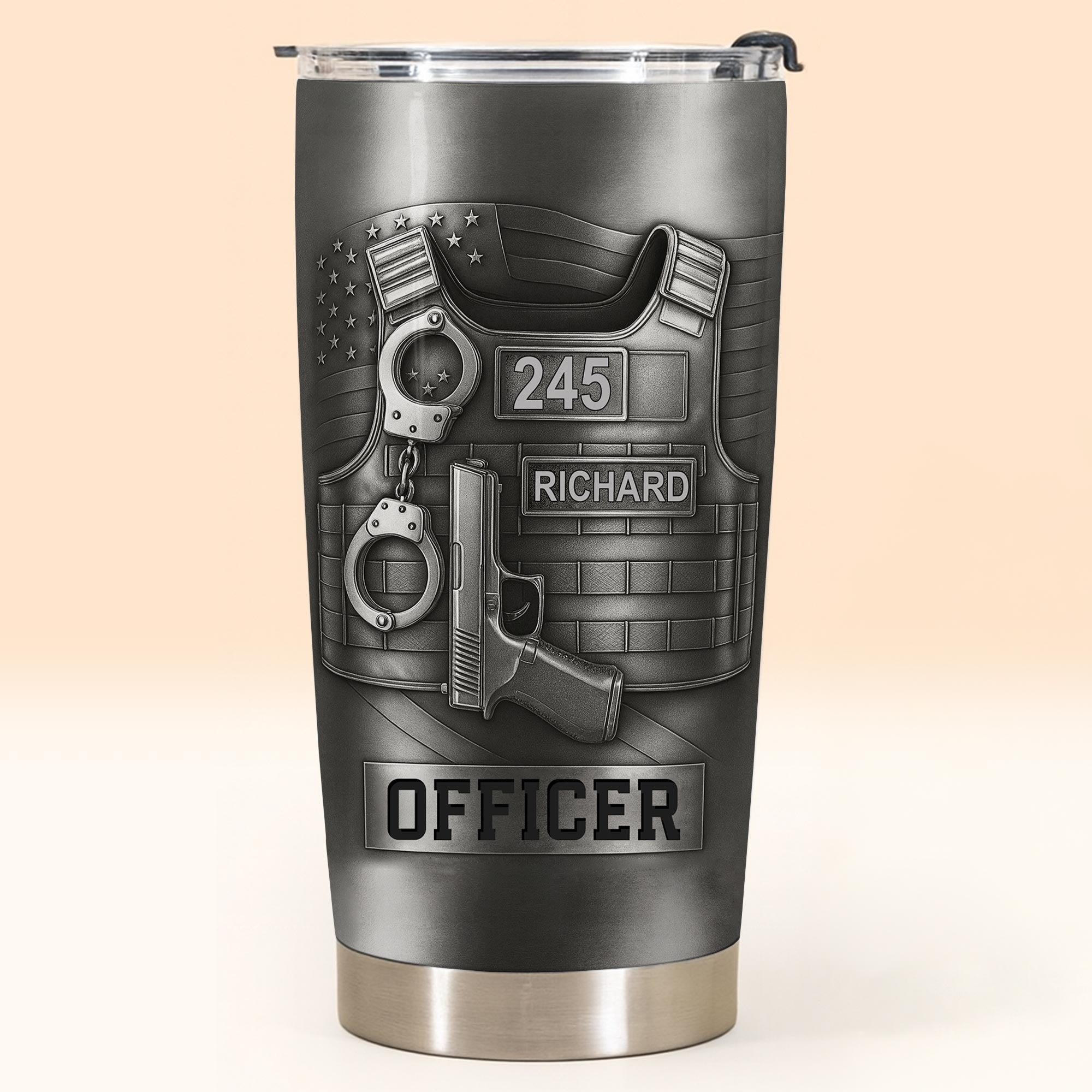 Honor Your Dedication, Police Badge Handcuffs Gun