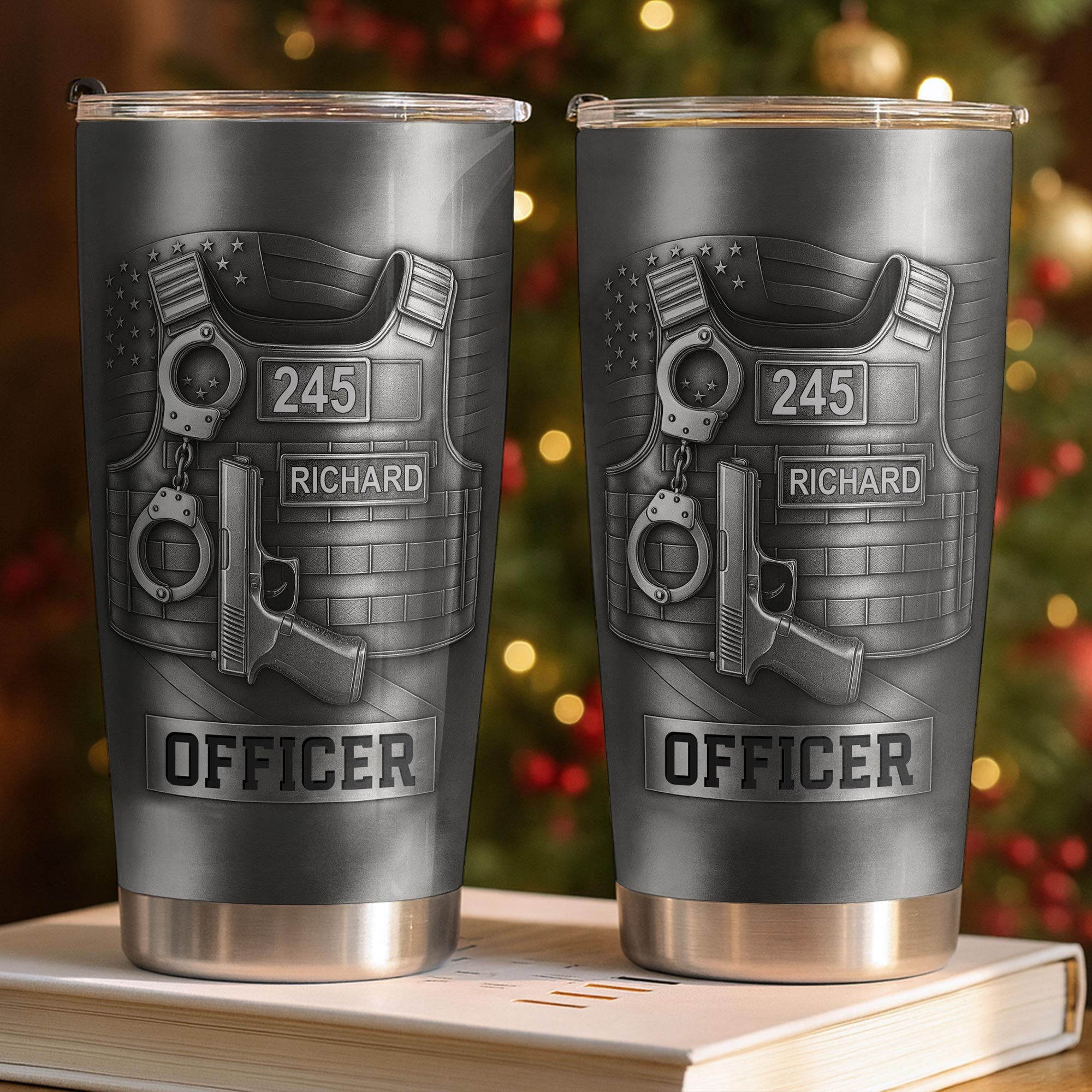Honor Your Dedication, Police Badge Handcuffs Gun