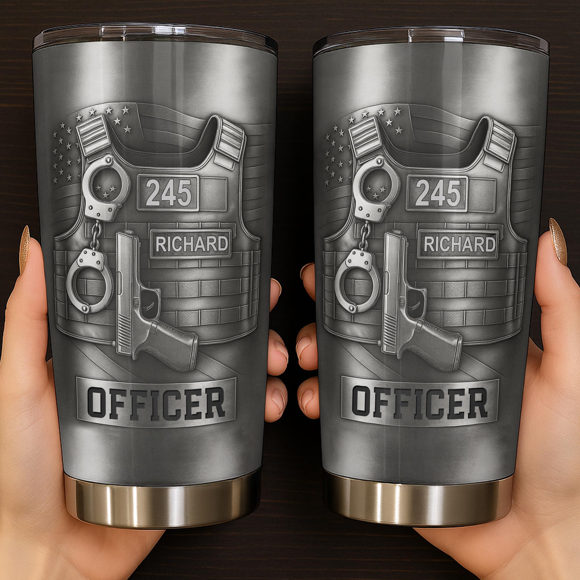 Honor Your Dedication, Police Badge Handcuffs Gun
