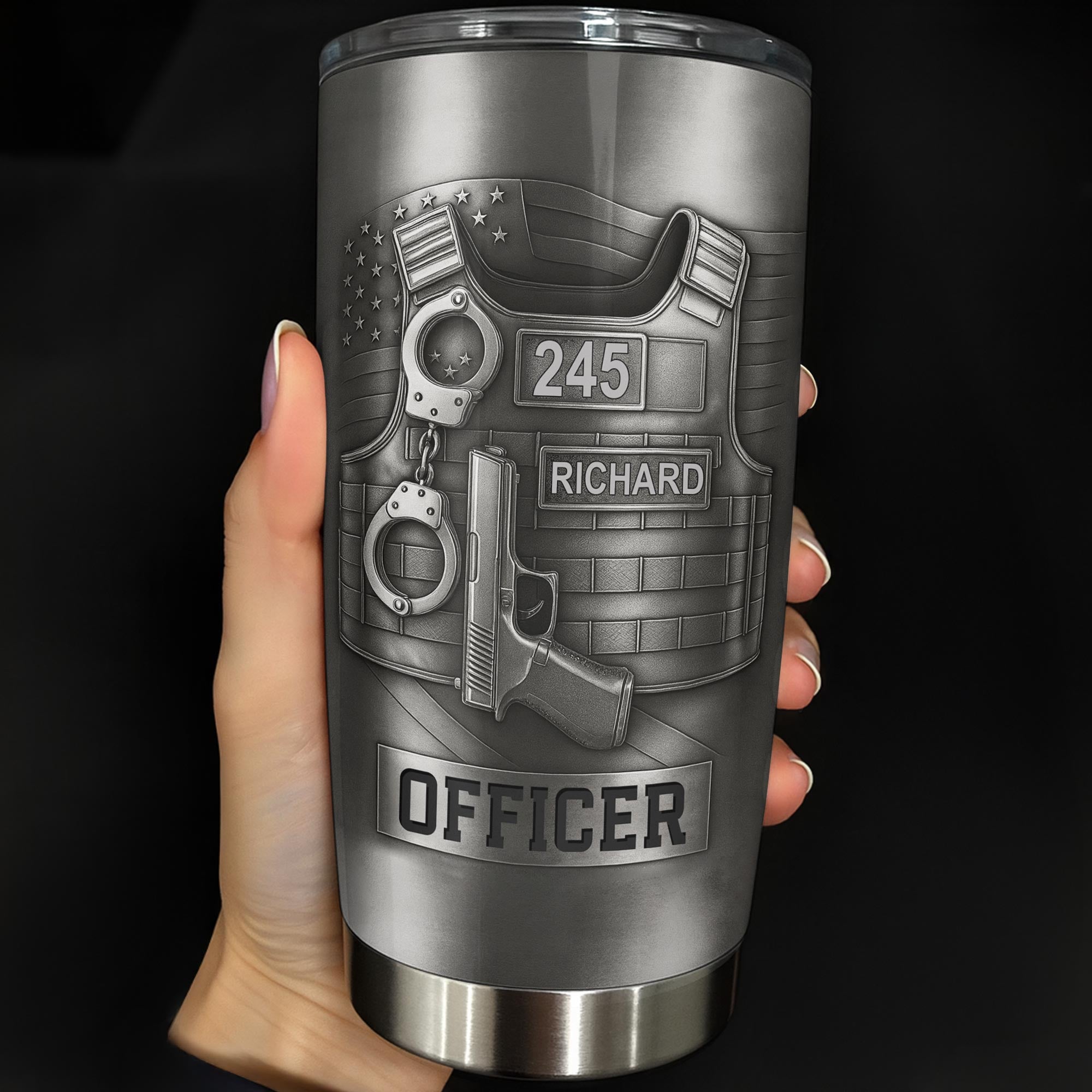 Honor Your Dedication, Police Badge Handcuffs Gun