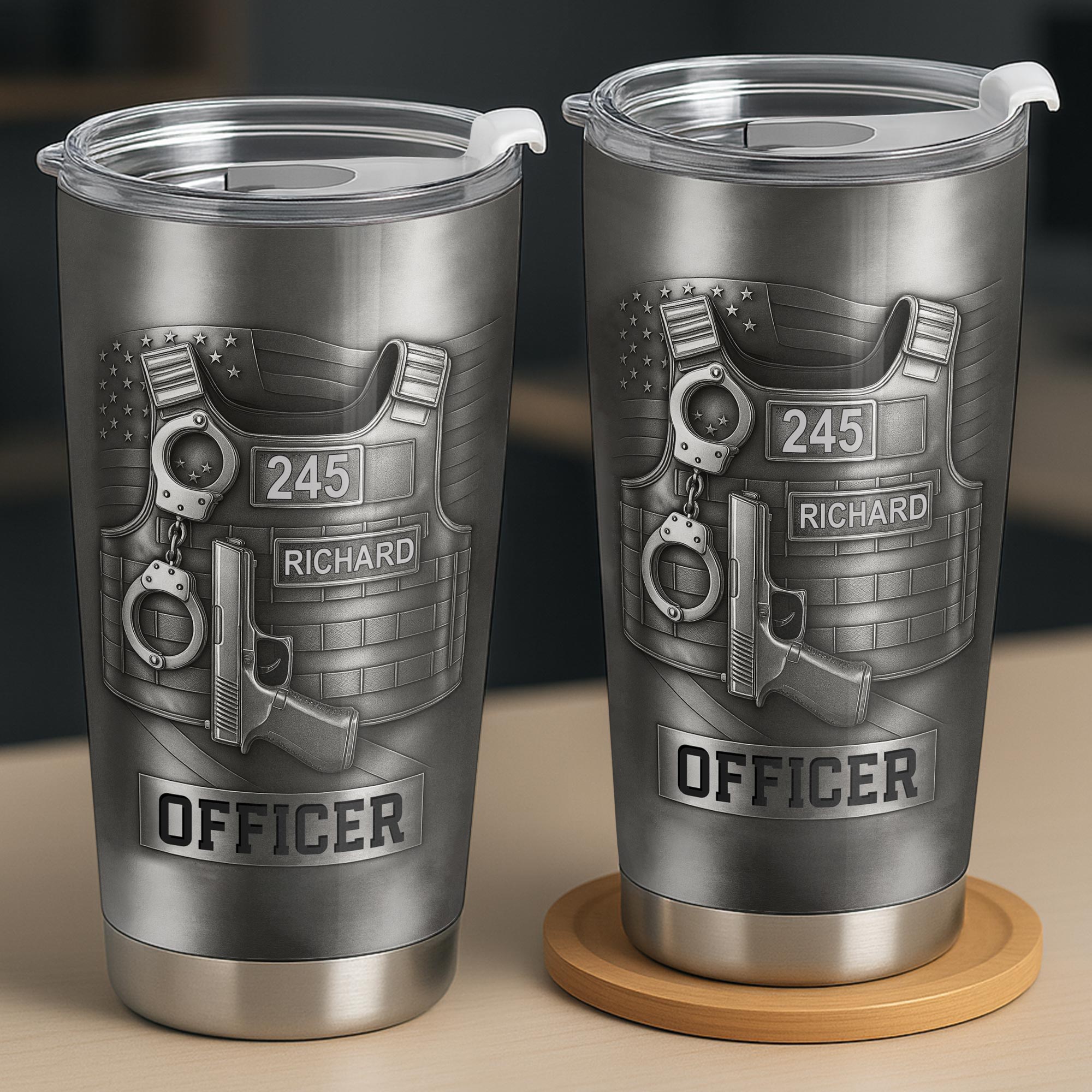 Honor Your Dedication, Police Badge Handcuffs Gun