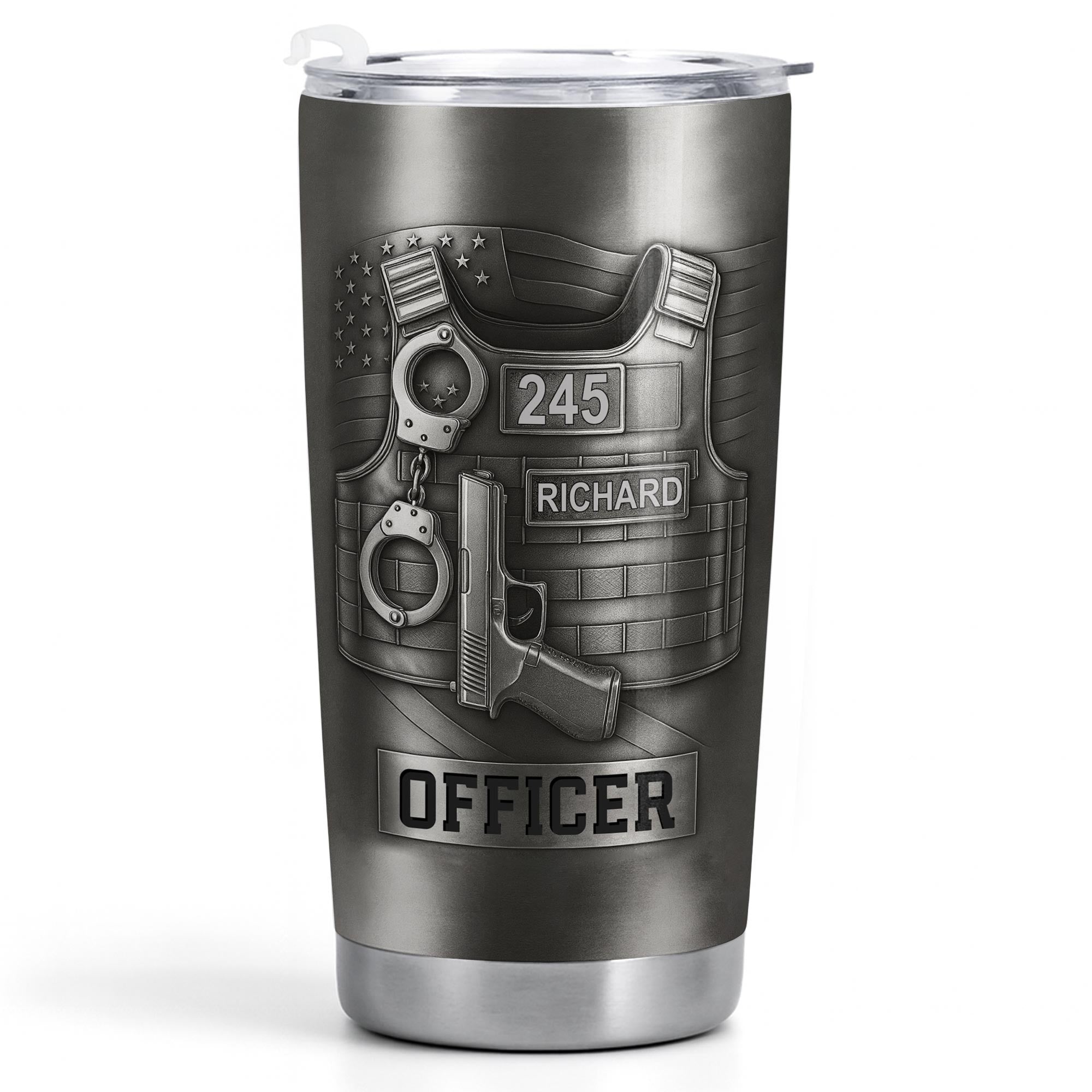 Honor Your Dedication, Police Badge Handcuffs Gun