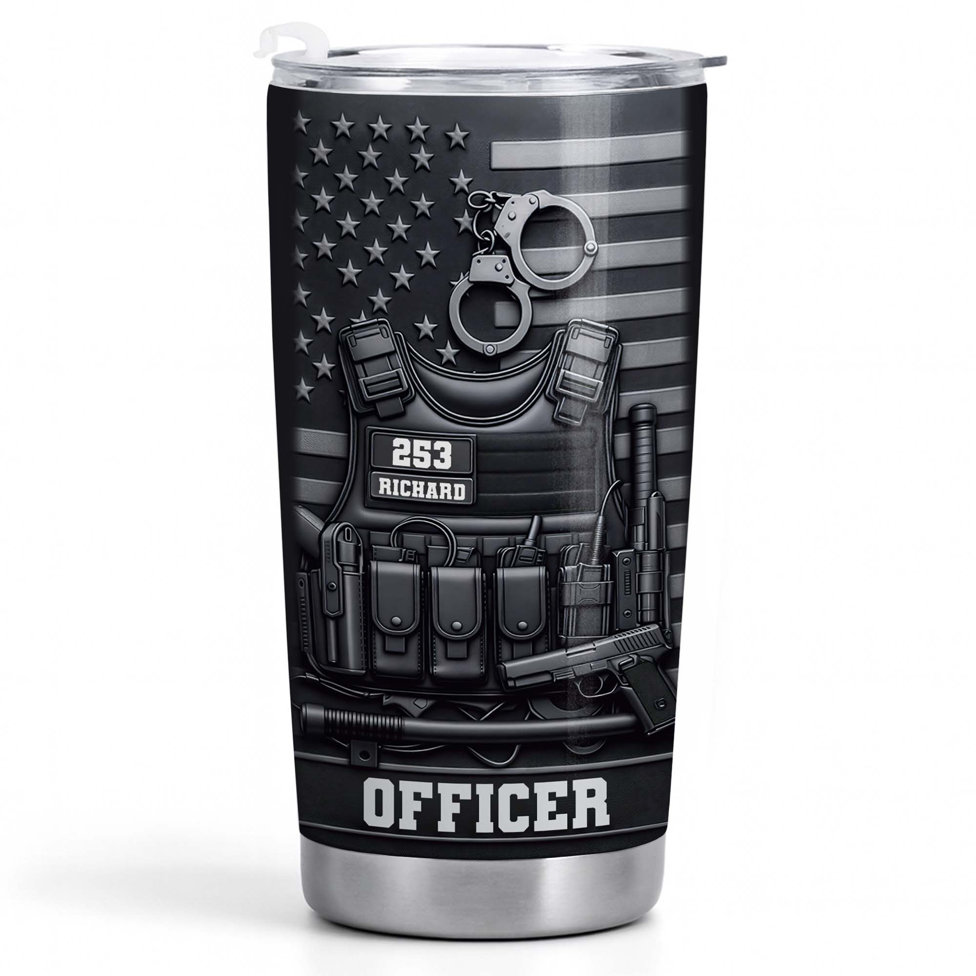 Officer Tactical Vest With American Flag And Handcuffs Design