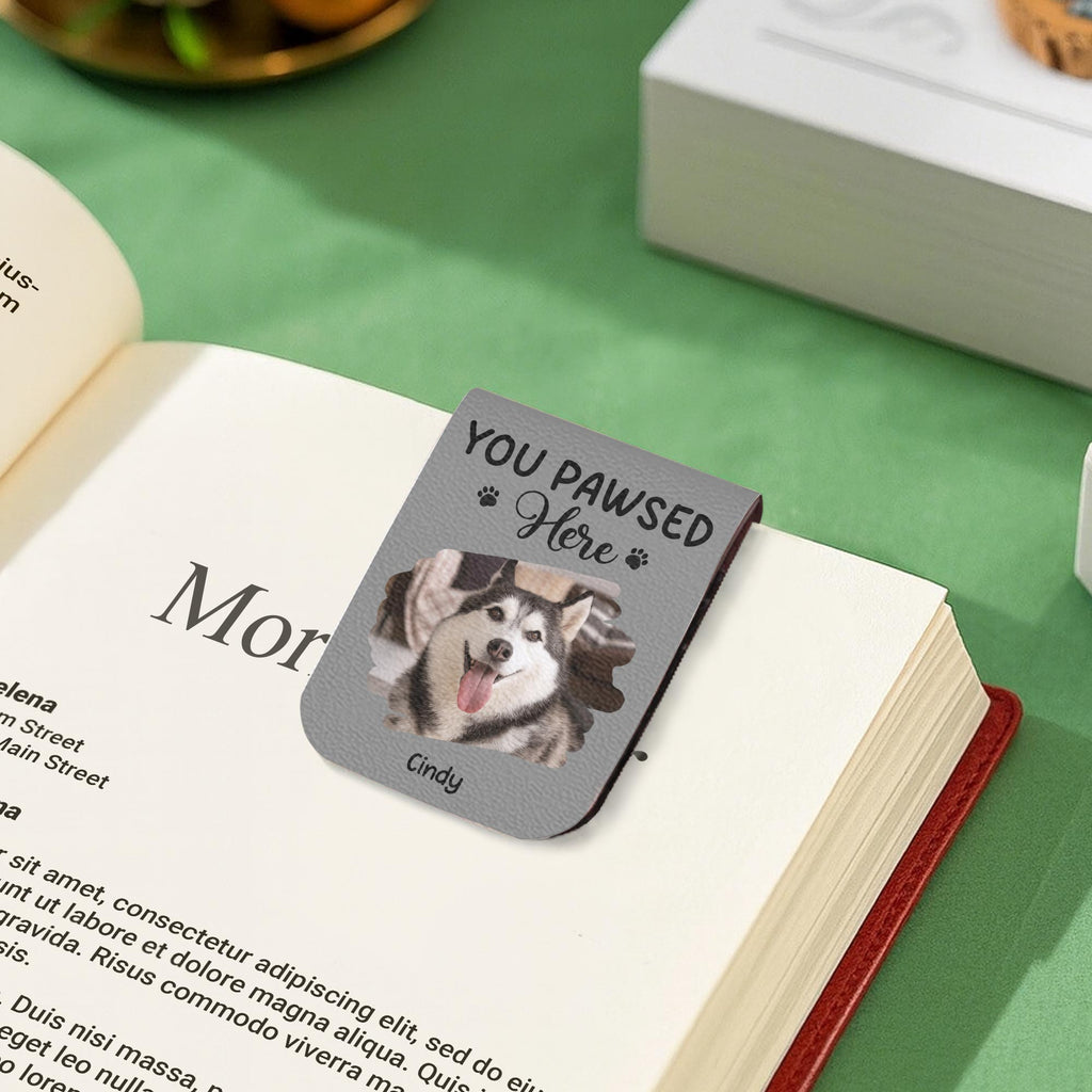 You Pawed Here, Bookmark With Dog and Paws - Personalized Custom Leather Bookmark - PET117_LBMARK