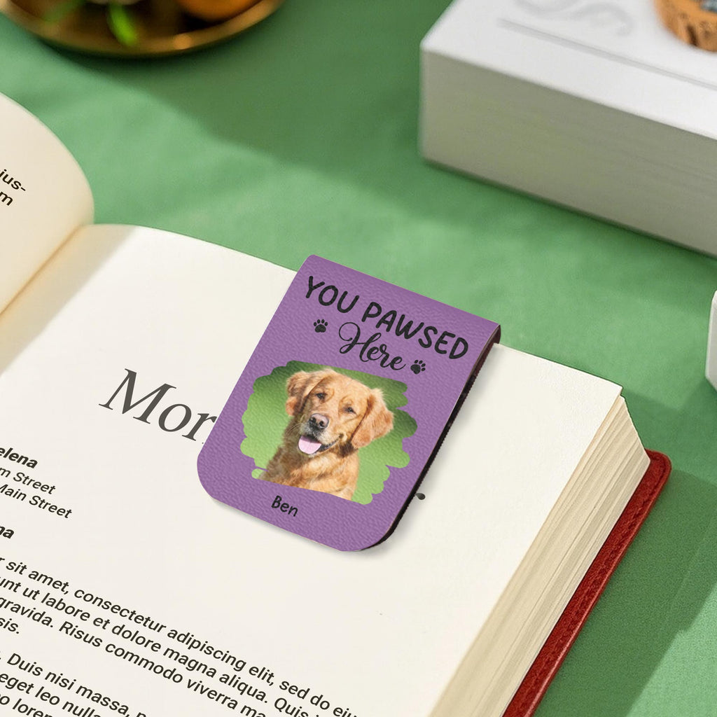 You Pawed Here, Bookmark With Dog and Paws - Personalized Custom Leather Bookmark - PET117_LBMARK