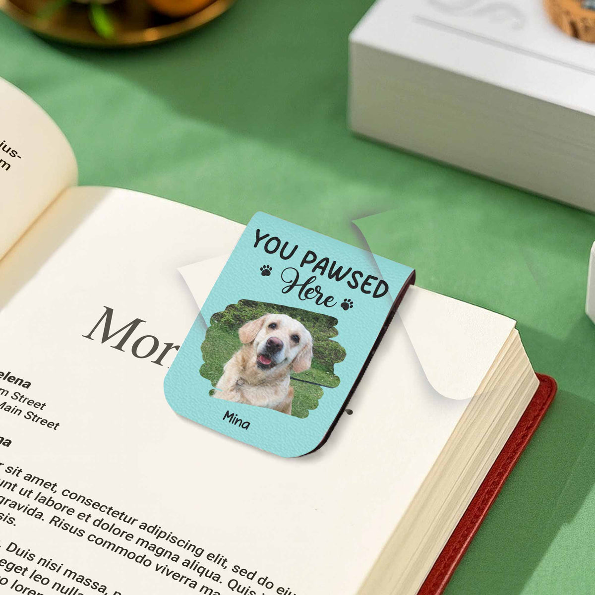 You Pawed Here, Bookmark With Dog and Paws - Personalized Custom Leather Bookmark - PET117_LBMARK