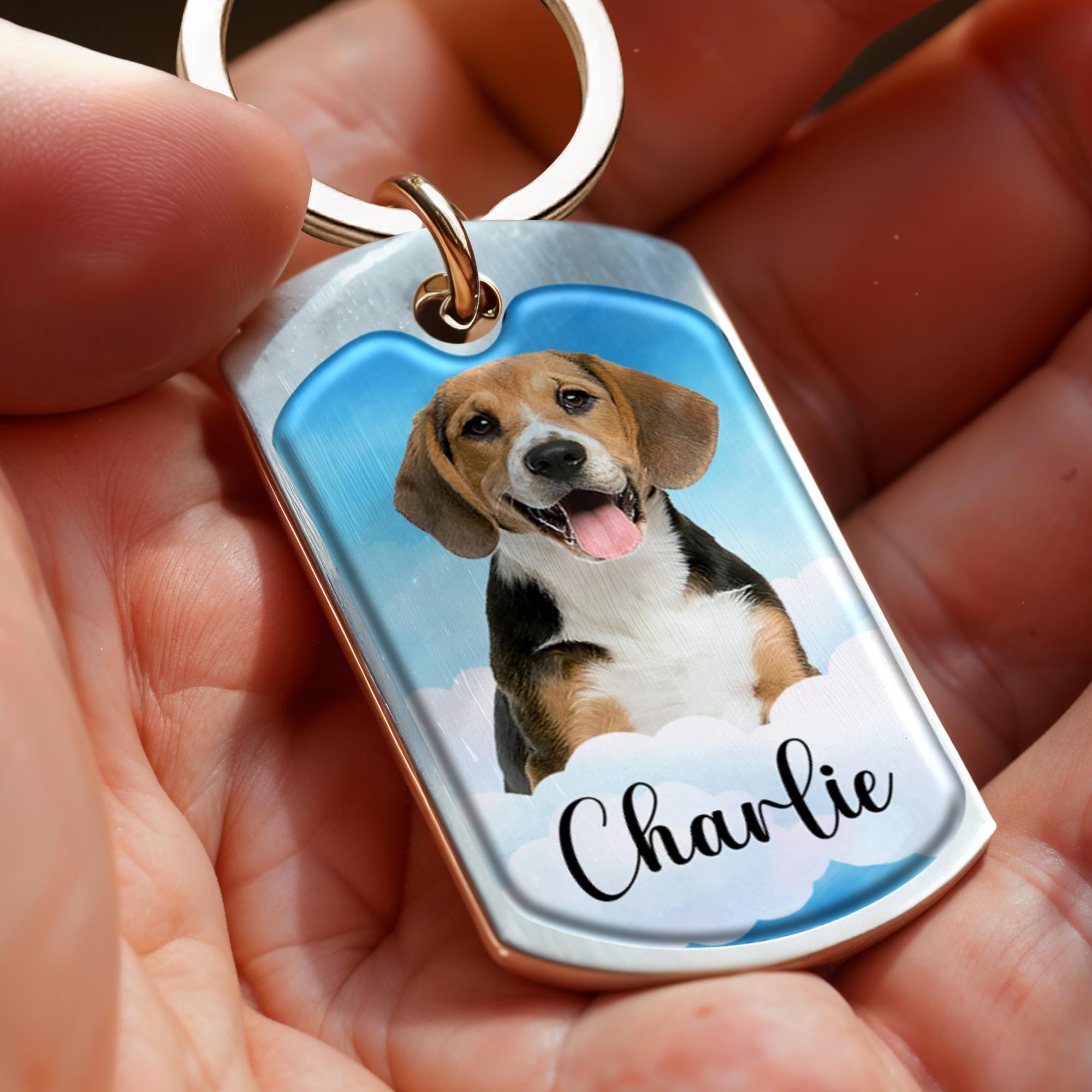 The Moment Your Heart Stopped Mine Changed Forever, Dog and Paw Print - Personalized Custom Keychain - PME033_KCH