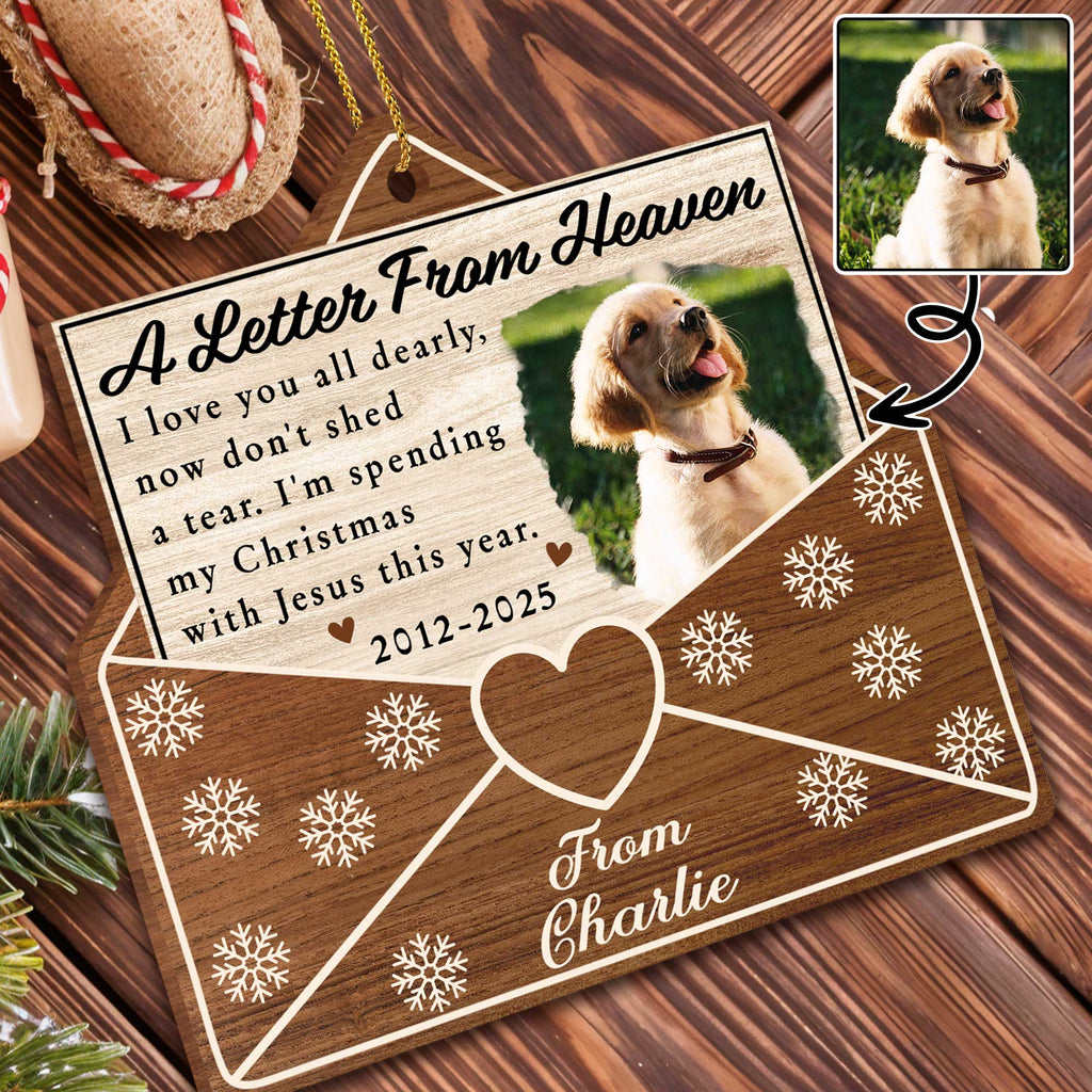 A Letter From Heaven, Dog And Snowflakes Ornament - Personalized Custom Wood Ornament, Custom Shaped - PME119_WDO