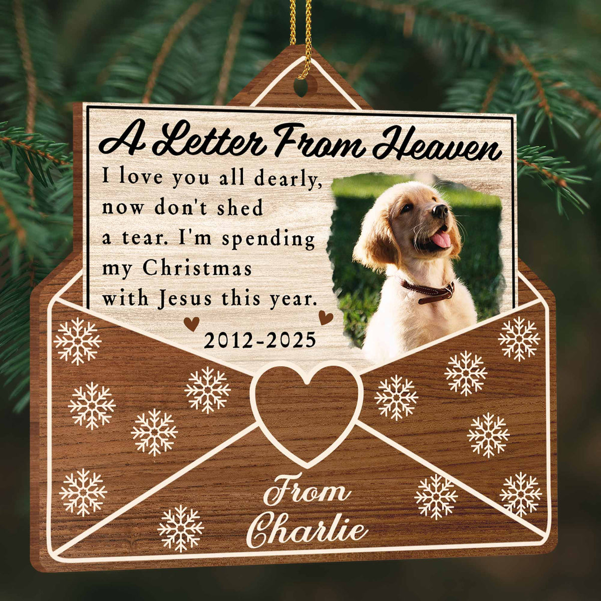 A Letter From Heaven, Dog And Snowflakes Ornament