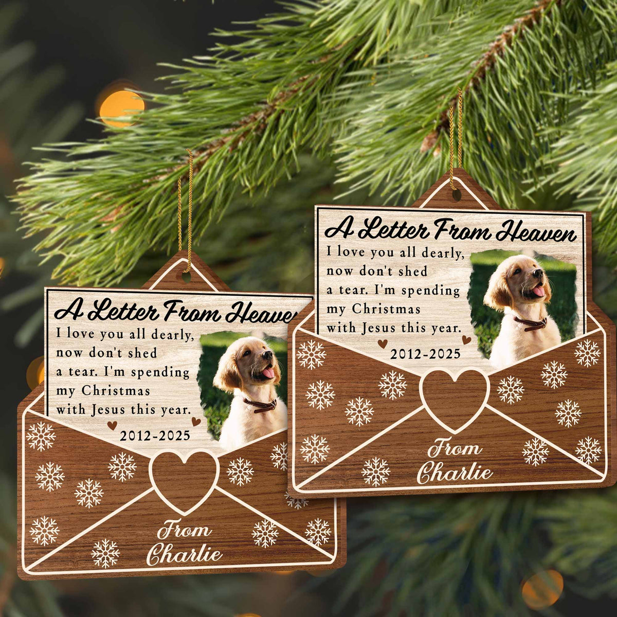 A Letter From Heaven, Dog And Snowflakes Ornament