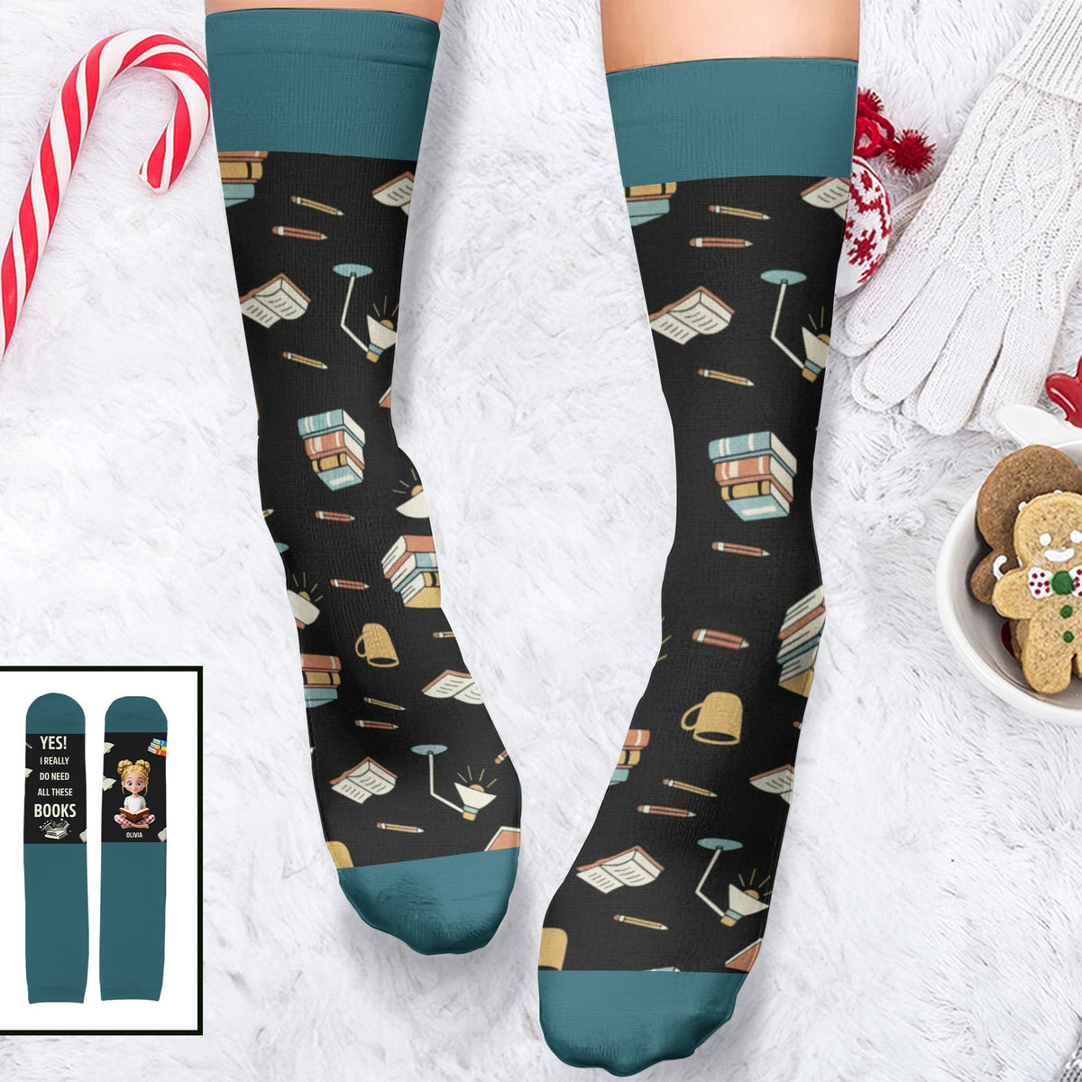 Yes I Really Do Need All These Books Socks - Personalized Crew Socks - READ001_CSOCK