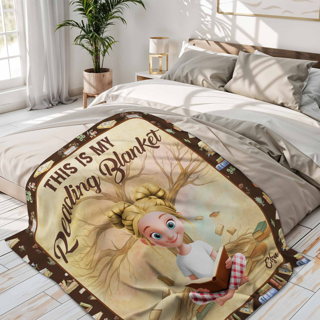 This Is My Reading Blanket With Books and Young Girl