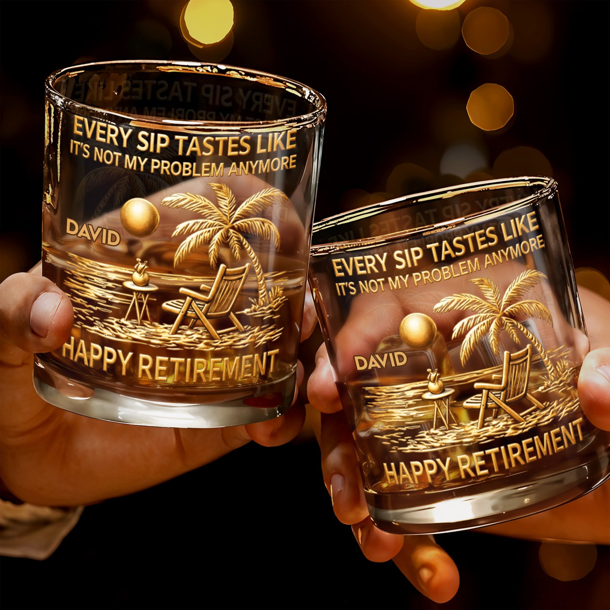 Every Sip Tastes Like Happy Retirement, Palm Trees Beach Chair Sun