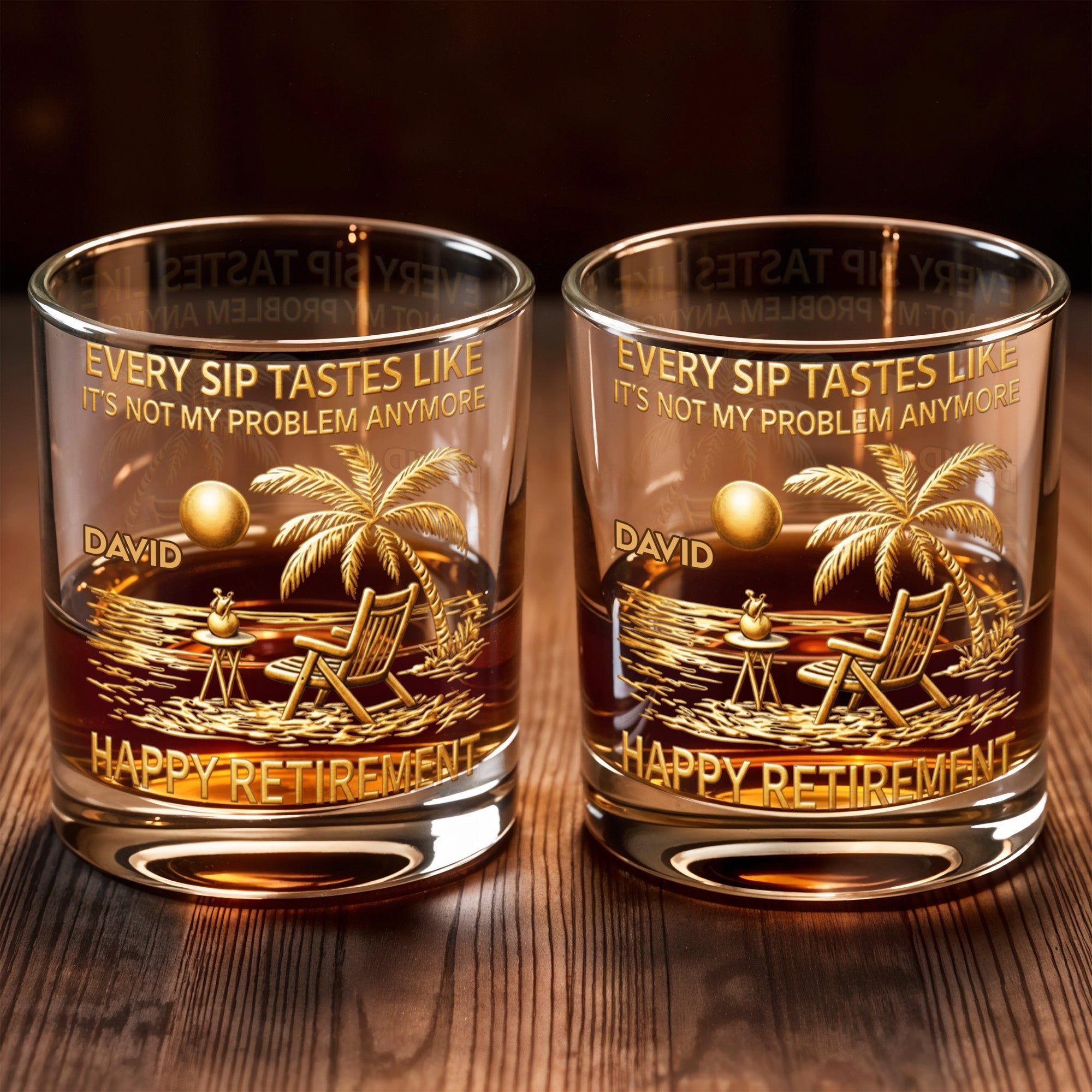 Every Sip Tastes Like Happy Retirement, Palm Trees Beach Chair Sun