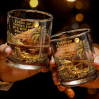 Every Sip Tastes Like It's Not My Problem Anymore, Palm Trees and Sunset - Personalized Custom Whiskey Glass - RETIRE024_RWG