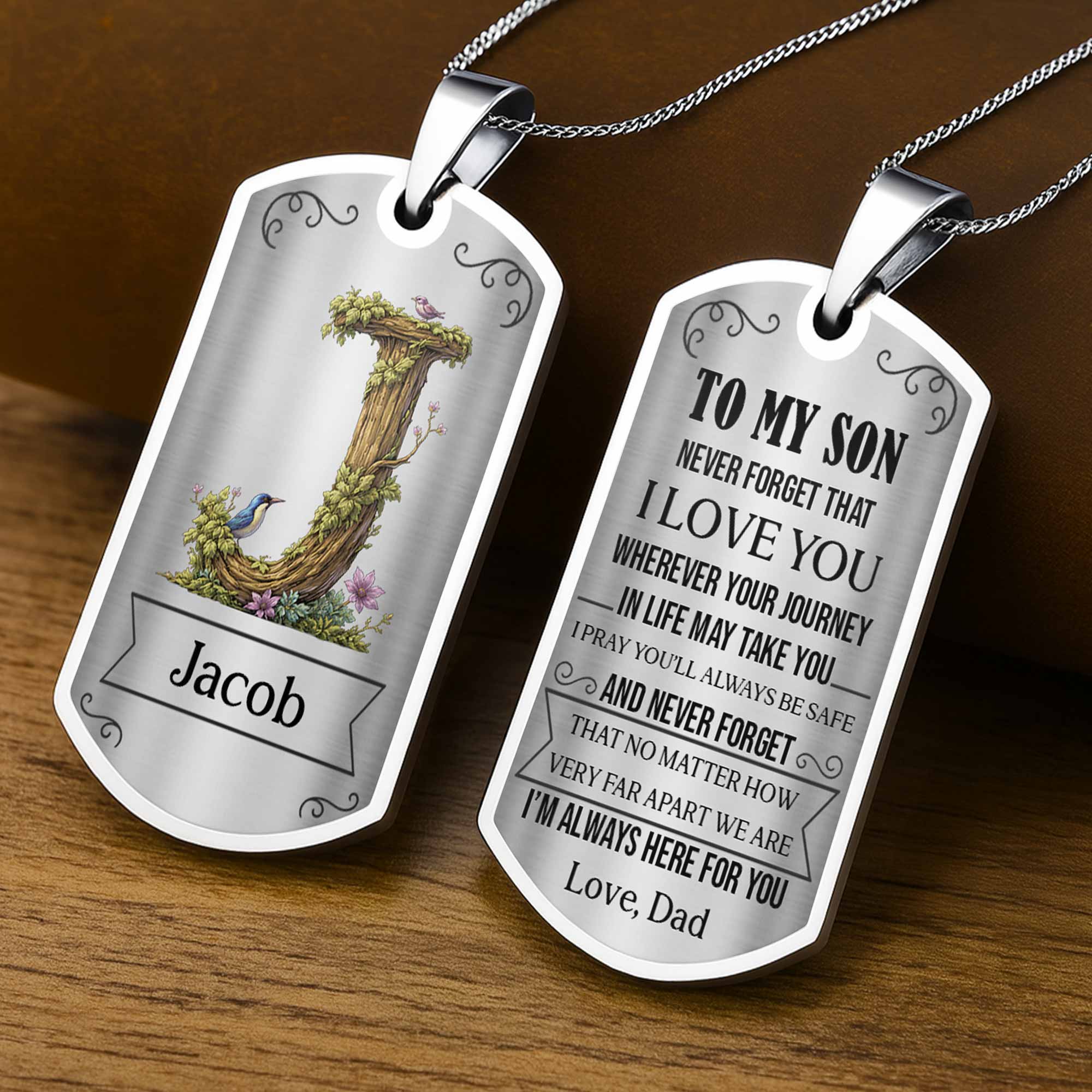 To My Son, Never Forget That I Love You, Tree And Bird Necklace