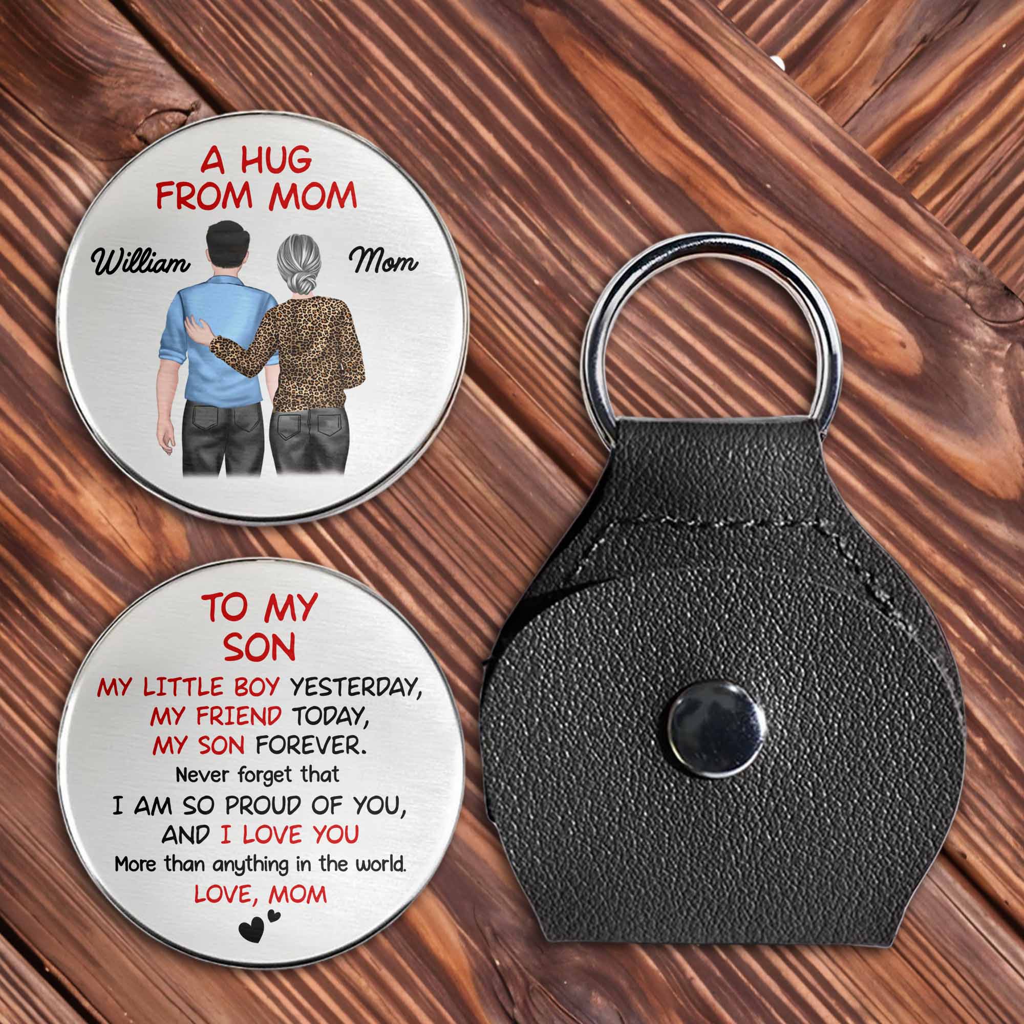 A Hug From Mom, To My Son, Love Forever - Personalized Custom Pocket Hug - SON066_HTOK