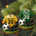 Celebrate Your Soccer Star, Soccer Jersey and Ball - Personalized Custom Wood Ornament, Custom Shaped - SPORT033_WDO