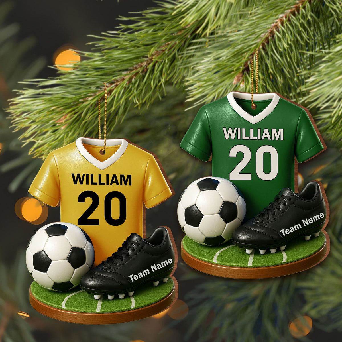 Celebrate Your Soccer Star, Soccer Jersey and Ball - Personalized Custom Wood Ornament, Custom Shaped - SPORT033_WDO